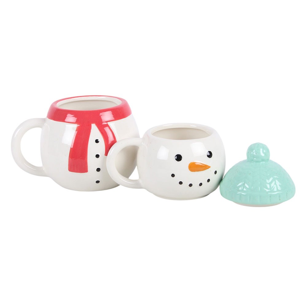 Set of 2 Snowman Stacking Mugs